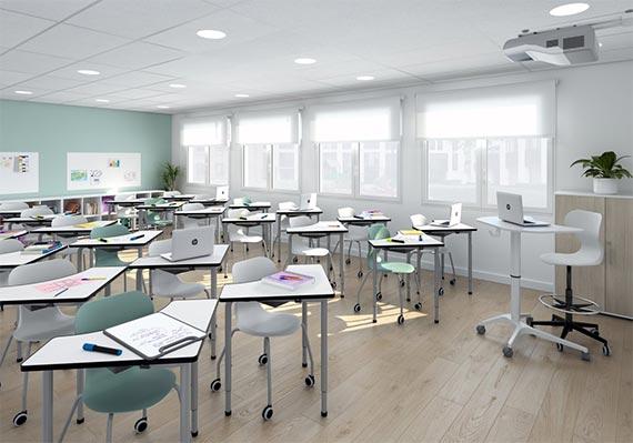 Classe collège modulable avec mobilier moderne - Aménager une salle de classe moderne au collège