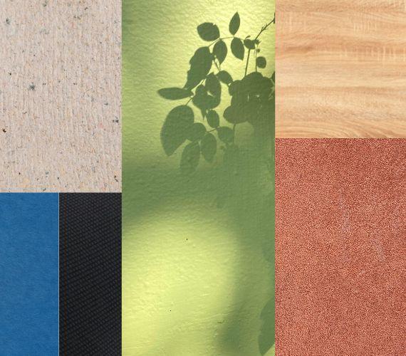 Moodboard de matières et coloris tendance : tissus, bois et terracotta