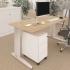 Bureau individuel droit plateau mélaminé chêne clair accessoires inclus, Fabrication Française, gamme Achard - France Bureau