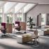 Bureau open space coworking pieds bois blanc chêne plateau mélaminé chêne, gamme Alsek - France Bureau
