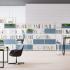Bibliothèque composable avec montant en métal et composantes mélaminées - Gamme Argentera - France Bureau