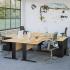 Bureau modulable angle open space, plateau mélaminé hêtre pieds métalliques et caisson rangement noir, Fabrication Française, gamme Barral - France Bureau