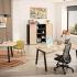 Caisson de bureau mobile en bois mélaminé chêne fil poignées design noir appui sous bureau, Fabrication Française, gamme Carmel, France Bureau