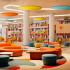 Panneaux acoustiques colorés suspendus en îlot pour ambiance bibliothèque - Gamme Cedera - France Bureau