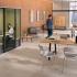 Table de coworking plateau mélaminé chêne nebraska piétement métal noir, fabrication française - gamme erebus - france bureau
