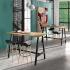 Table haute avec piétement métal noir plateau mélaminé chêne nebraska, tabouret haut - Fabrication Française, gamme Erebus Haute - France Bureau