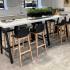 Table haute avec piétement métal noir plateau mélaminé blanc - Fabrication Française, gamme Erebus Haute - France Bureau