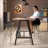 Table haute avec piétement métal noir plateau mélaminé chêne nebraska - Fabrication Française, gamme Erebus Haute - France Bureau