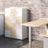 Casiers de rangement avec serrure à combinaison structure blanche porte bicolore blanche chêne fil mélaminé, Fabrication Française, gamme Freydane - France Bureau