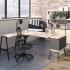 Bureau individuel droit, piétement métallique haut noir, plateau mélaminé timber, caisson rangement, gamme Fundy - France Bureau