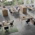 Bureau individuel droit plateau mélaminé orme et pieds acier noir avec rangement, configuration open-space - gamme Hudson - France Bureau