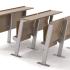Amphitéâtre plateau mélaminé ou stratifié, sièges et tables abattables, structure acier noir ou gris - gamme Irvine - France bureau