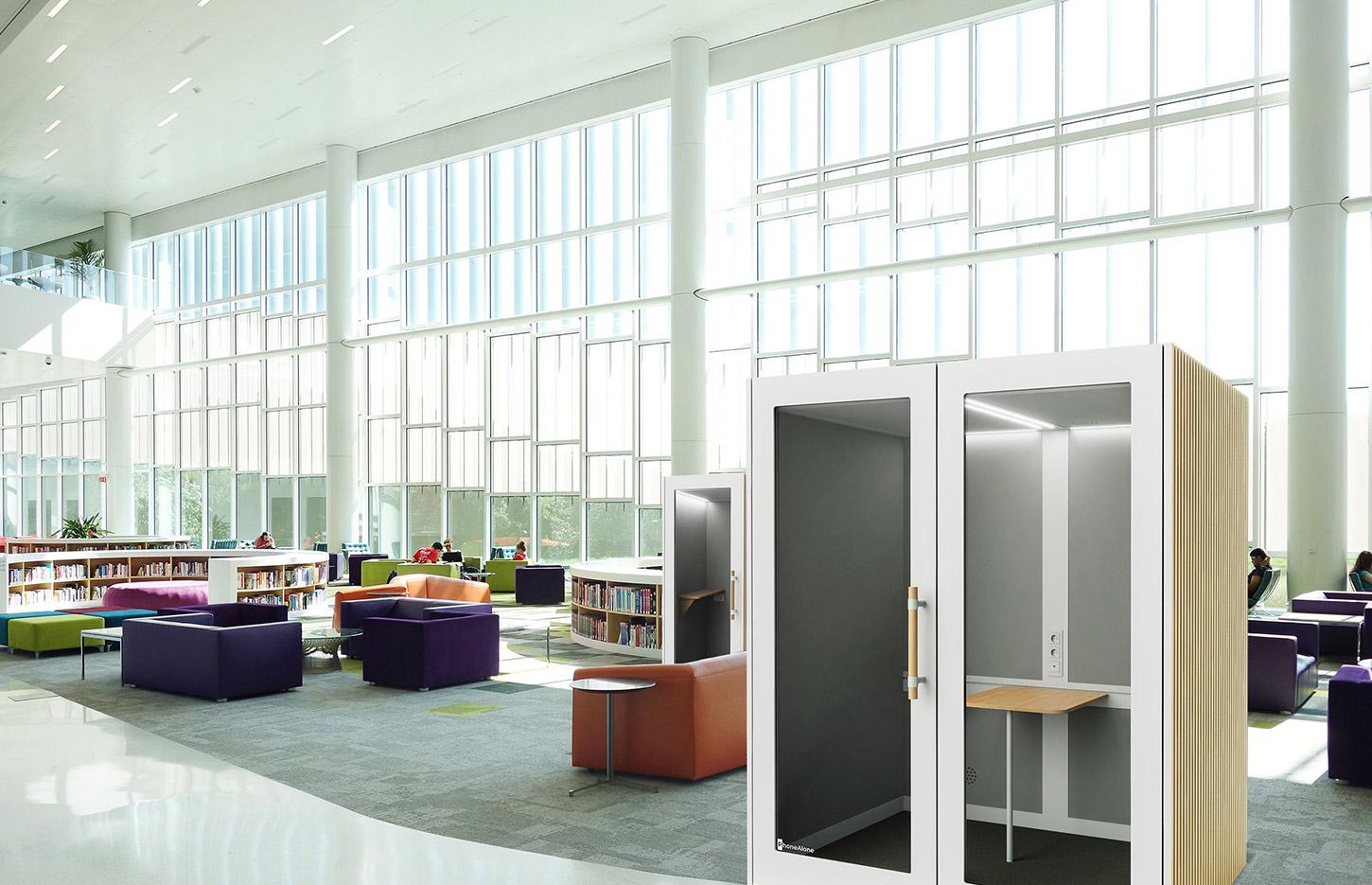 Cabine acoustique Wood 2 places avec tablette et connectique, gamme Koronia wood 2 places - France Bureau