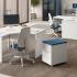 Bureau individuel rangements accessoires plateau mélaminé pieds panneaux, gamme Lans - France Bureau
