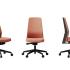 Chaise de bureau ergonomique Lipari assise tissu caramel - vues face profil et dos - France Bureau
