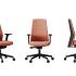Siège ergonomique Lipari tissu caramel avec appui-tête - 3 angles de vue - France Bureau