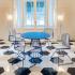 Ensemble chaise intérieur sans accoudoirs en acier filaire bleu avec assise, design épuré - gamme Malga - France Bureau