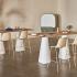Mobilier rond hauteur mange-debout, pied conique central et plateau bois chaleureux, usage convivial, gamme Medina Haute - France Bureau
