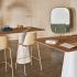 Table rectangulaire haute, structure double pied conique en métal et plateau sobre, usage collaboratif, gamme Medina Haute - France Bureau