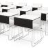 Table de formation plateau stratifié blanc structure acier chromé voile de fond noir - gamme Olmedo - France Bureau