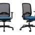 Siège de bureau à roulette dossier résille assise en tissu bleu brumeux, gamme Ostara - France Bureau