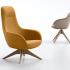 Fauteuils lounges haut ou bas dossier en tissu pieds bois ou métal, gamme Passirio - France Bureau