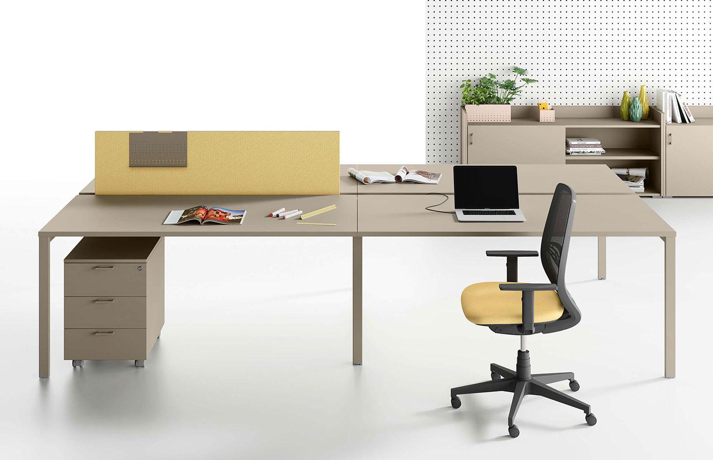 Bureau open-space bench face à face rangements, gamme Ruby open-space - France bureau