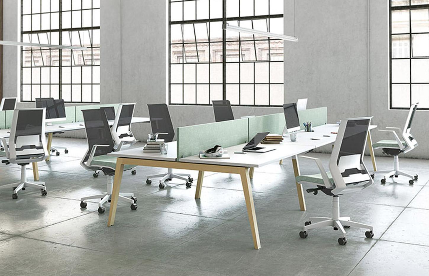 Bureau bench pour open-space pieds bois ou métal ou bois/métal, gamme Sabocos open-space - France Bureau