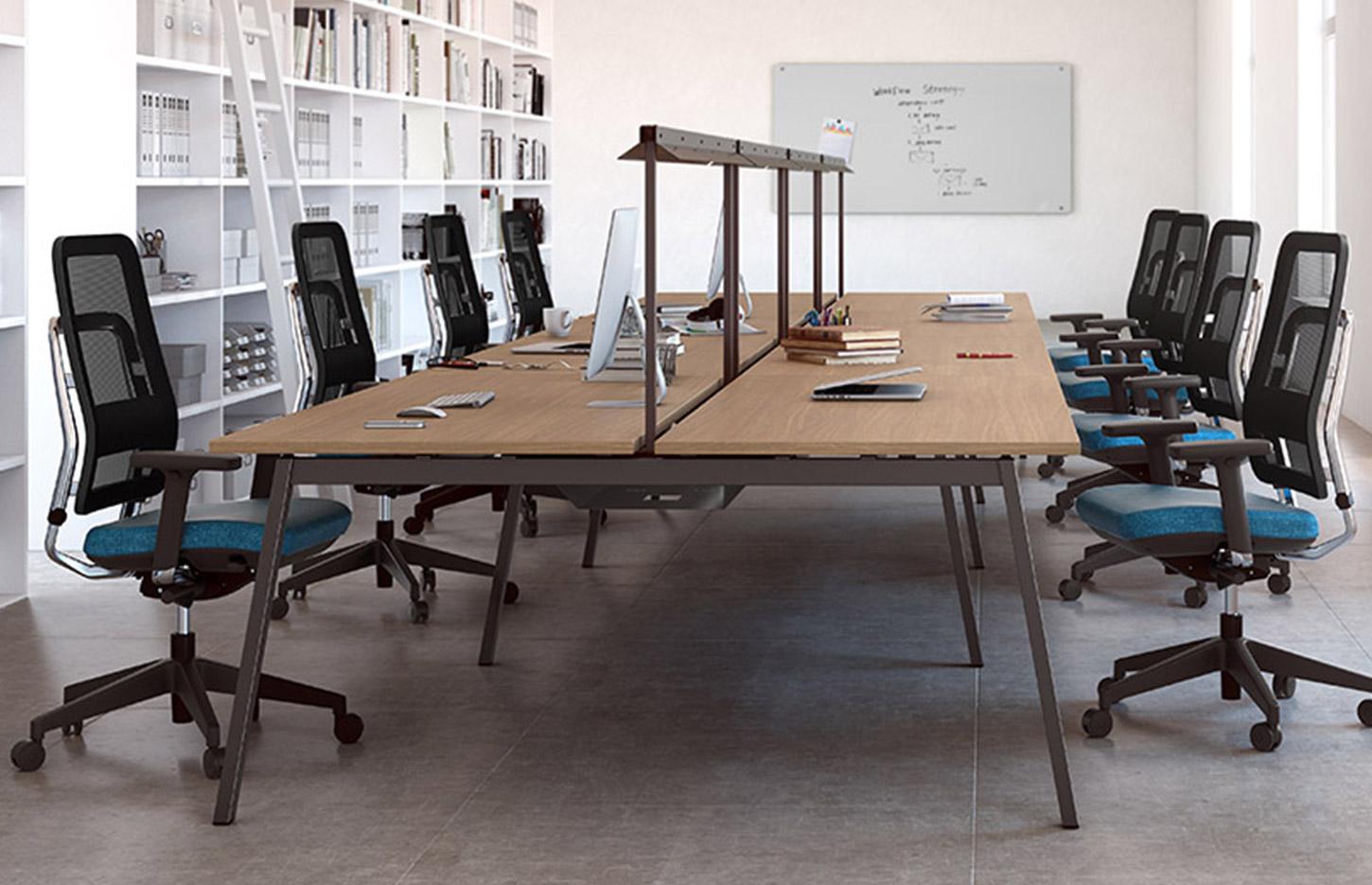 Bureau bench pour open-space pieds bois ou métal ou bois/métal, gamme Sabocos open-space - France Bureau
