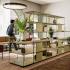 Bibliothèque avec 5 modules : structure verte olive, étagères vertes olive et séparateurs verts olive, gamme Siscaro - France Bureau