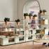 Bibliothèque avec 5 modules structure verte olive, étagères vertes Donona et séparateurs verts Donana, gamme Siscaro - France Bureau