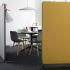 Cloison acoustique amovible bureau de réunion, coloris jaune et gris clair, piétement en T épaisseur 30 ou 50 mm - gamme Spitz - France Bureau