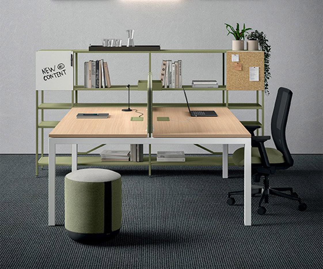 Bureau open-space bench face à face plateau mélaminé pieds métal, gamme Trièves open-space - France Bureau