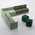 Composition canapé d\'angle avec méridienne sans accoudoirs et module angle tissu menthe et vert mousse  - Gamme Velino - France Bureau