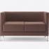 Canapé d\'accueil design 2 places en similicuir marron pieds carrés chromé - Gamme Velino - France Bureau