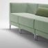 Canapé d\'accueil design 3 places en tissu menthe et coussin avec pieds carré chromé- Gamme Velino - France Bureau