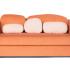 Canapé-lit convertible 3 coussins en velours orange vu de face, gamme Venasque - France Bureau
