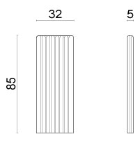 Schéma du panneau dossier strié Marumbi, cotes : largeur 32 cm, hauteur 85 cm, épaisseur 5 cm