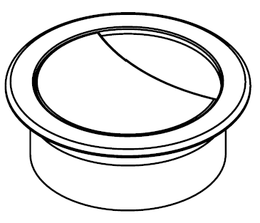 Sch&eacute;ma obturateur passe-c&acirc;bles rond Oredon, vue en perspective