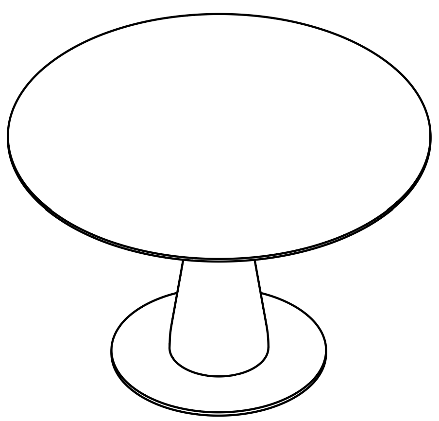Schéma de la table ronde Vettore Round Ø120 cm, piétement central conique