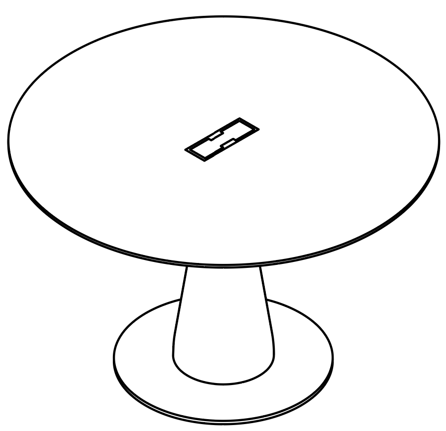 Schéma de la table ronde Vettore Round Ø120 cm avec trappe d'accès