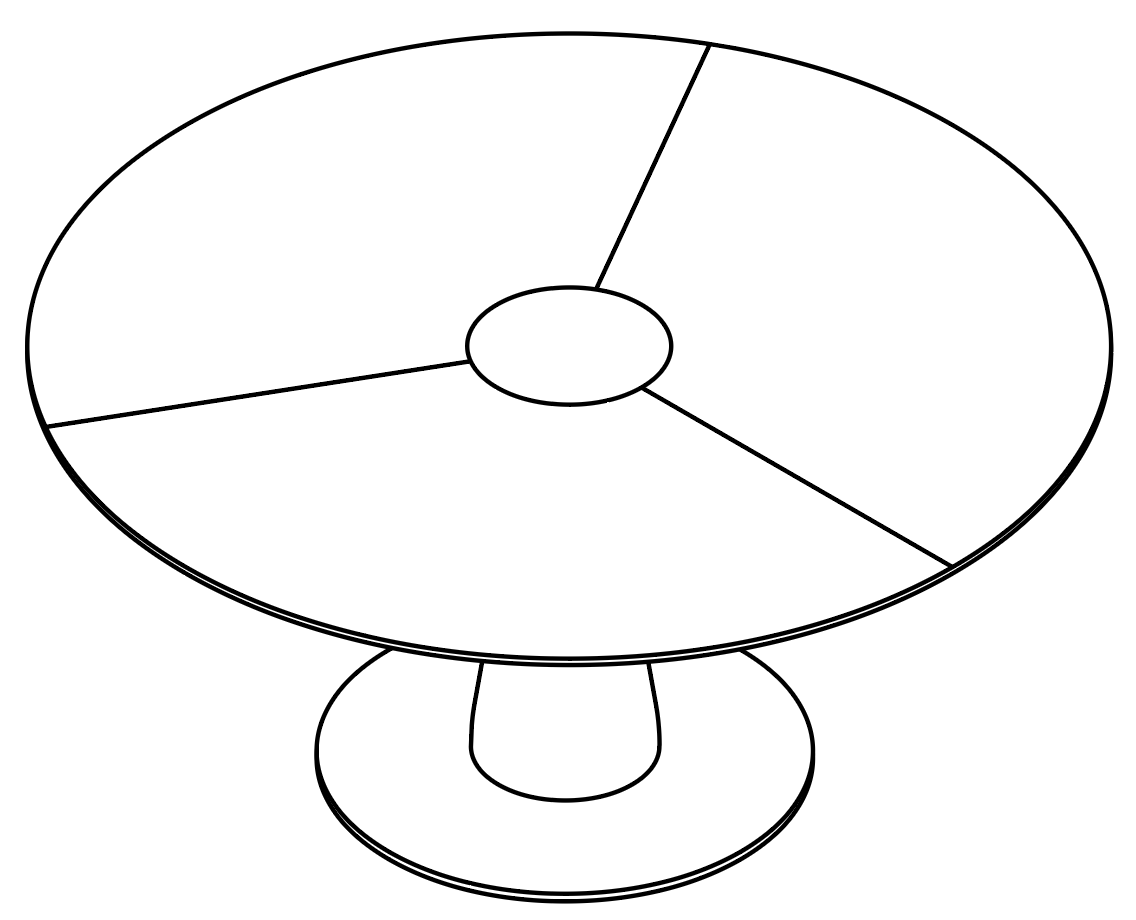 Schéma de la table ronde Vettore Round Ø160 cm à passe-câble central