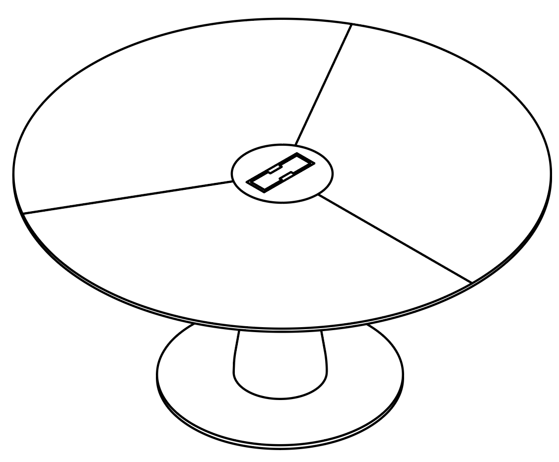 Schéma de la table ronde Vettore Round Ø160 cm avec trappe d'accès