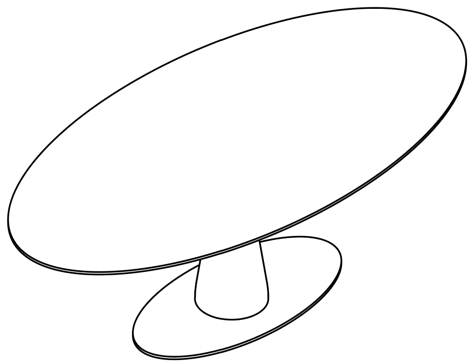Schéma de la table ovale Vettore Round, piétement central conique