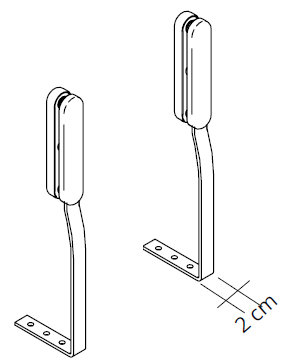 Sch&eacute;ma de la pince de fixation simple des panneaux Adamello, profondeur 2 cm