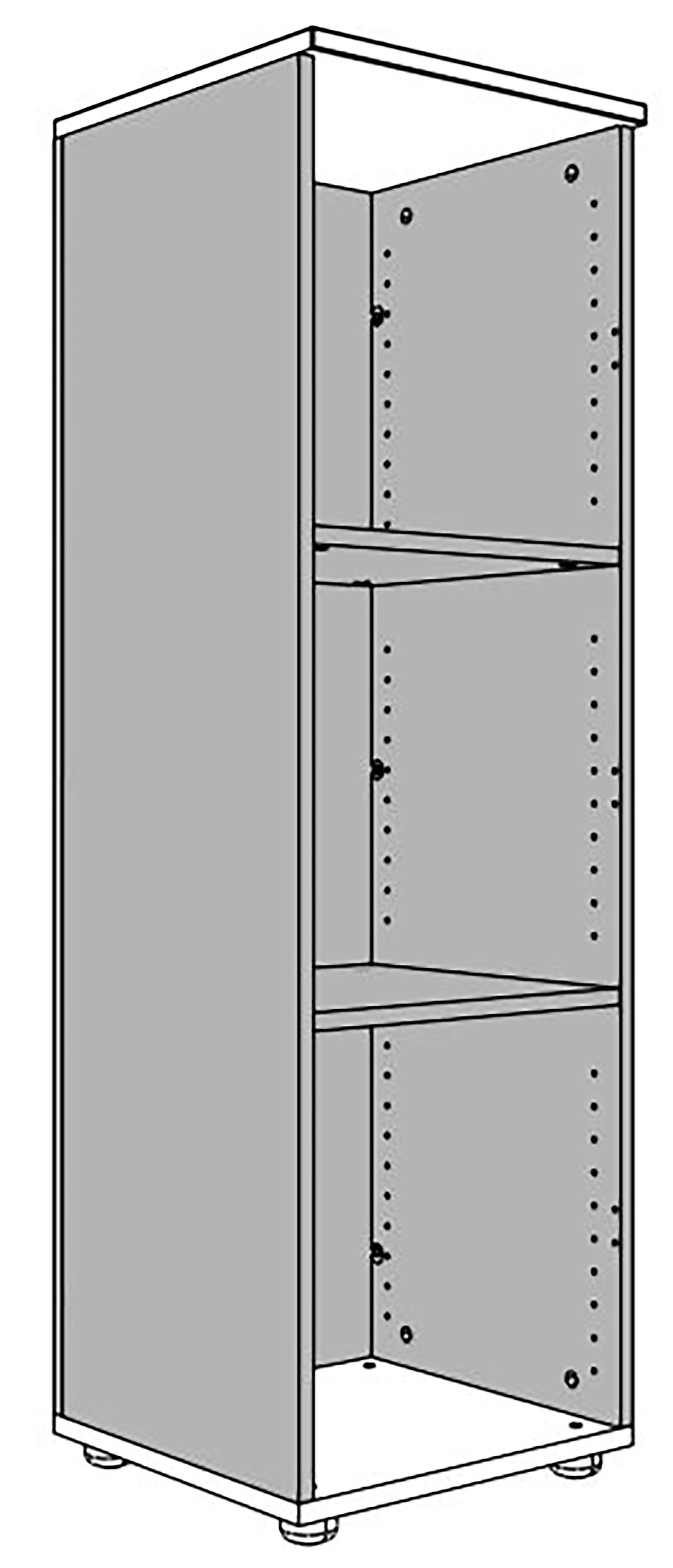 Casier de bureau modulable Adour : configuration colonne &agrave; 3 cases ouvertes (vue filaire)