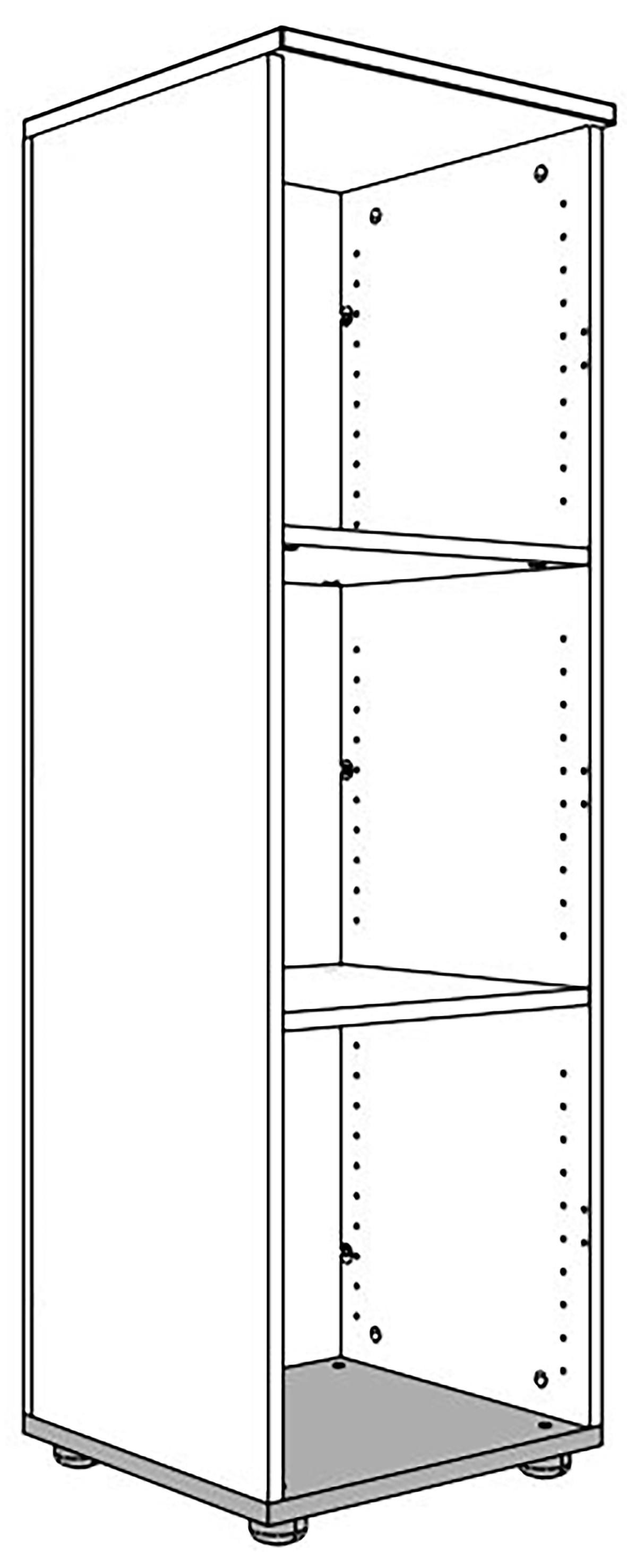 Casier de bureau modulable Adour : configuration colonne ouverte (vue filaire)