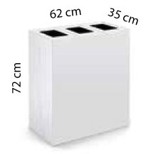 Meuble de tri s&eacute;lectif Alma blanc &agrave; trois bacs, dimensions 62 x 35 x 72 cm