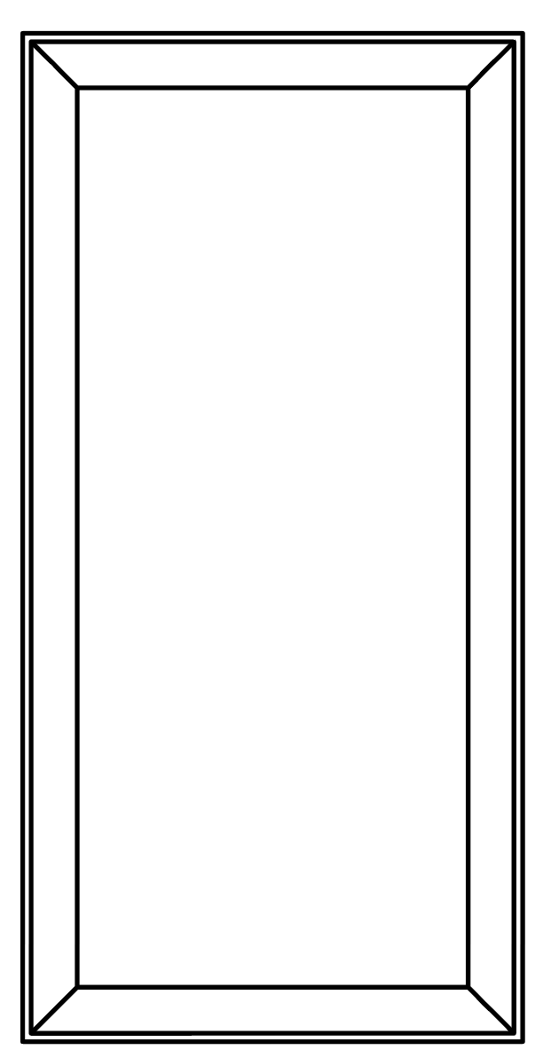 Schéma au trait d'un panneau rectangulaire vertical de la gamme Alveria, vue de face