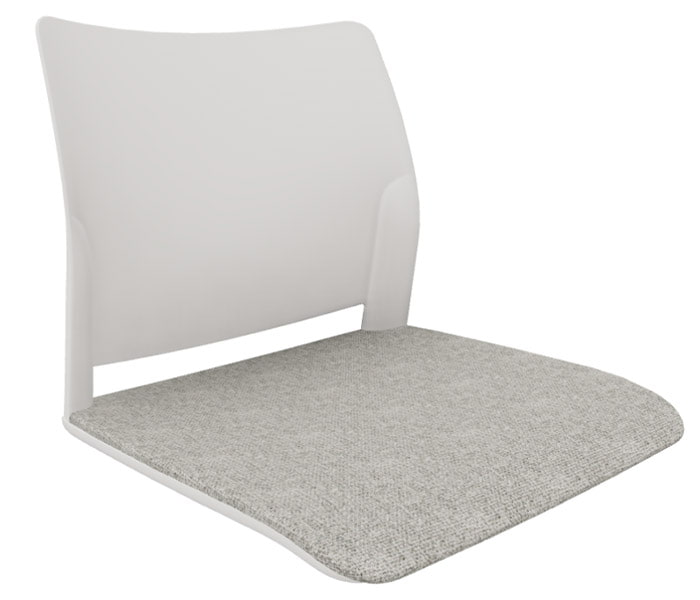 Siège pour poutre Annone : dossier coque polypropylène blanc et assise tissu gris